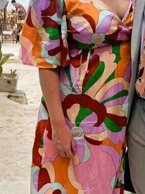 Liquorish Plus wrap midi dress with frill sleeve in floral print